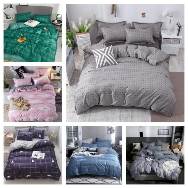 

bedding sets dark green grid print duvet cover child bed sheets and pillowcases comforter set kid boy girl