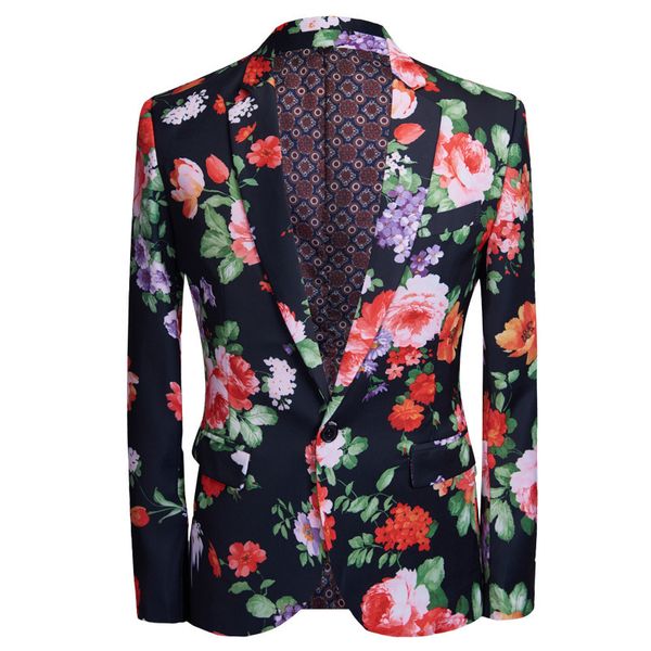 

men's suits & blazers pyjtrl men retro vintage floral print 2-piece ensemble club bar party at night stage singer dress thin jacket and, White;black