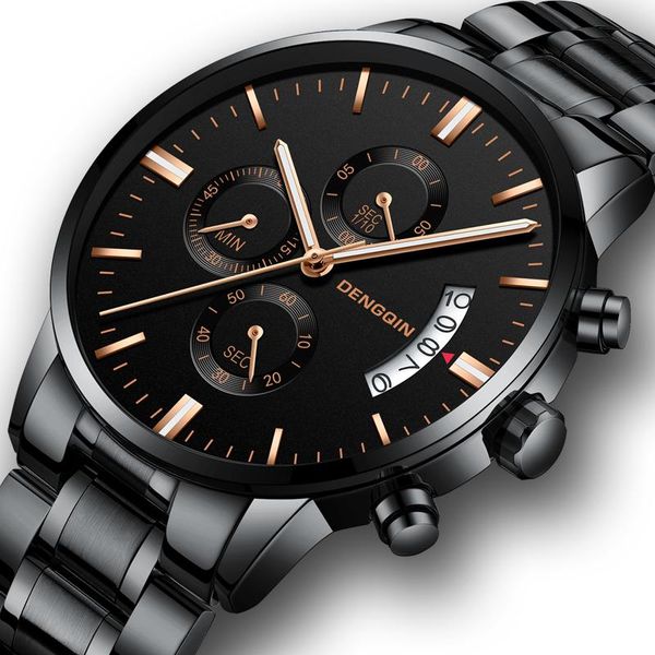 

wristwatches clearance sale $ 9.9 men watches chronograph male sport waterproof stainless steel quartz watch, Slivery;brown