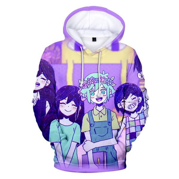 

men's hoodies & sweatshirts anime omori 3d hoodie oversized sweatshirt men/women harajuku casual pullover hooded kawaii clothes, Black