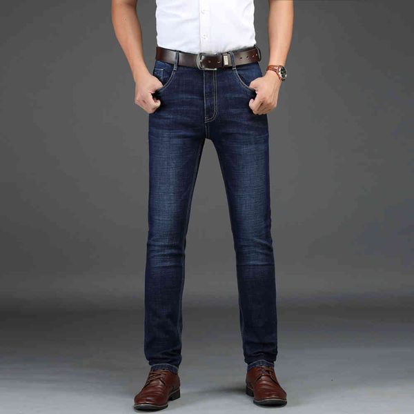 

men's jeans mens pants new straight casual fashion elastic denim trousers dark blue male stretchy pant plus size 29-42 63zs