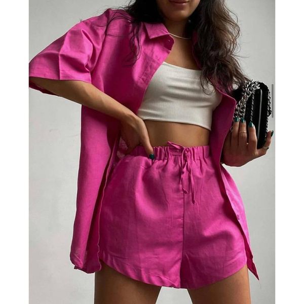 

women's tracksuits mozision casual lounge wear summer green tracksuit women shorts set short sleeve shirt and loose mini two piece, Gray