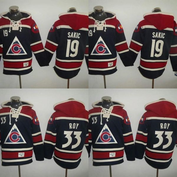 

mens womens youth colorado avalanche hoodie sakic patrick roy peter forsberg nathan mackinnon hoodies sweatshirts jerseys custom stitched, Black;red