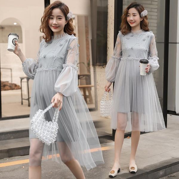 

maternity dresses 2021 arrive spring dress woman casual floral large size pregnant clothing md-00562, White