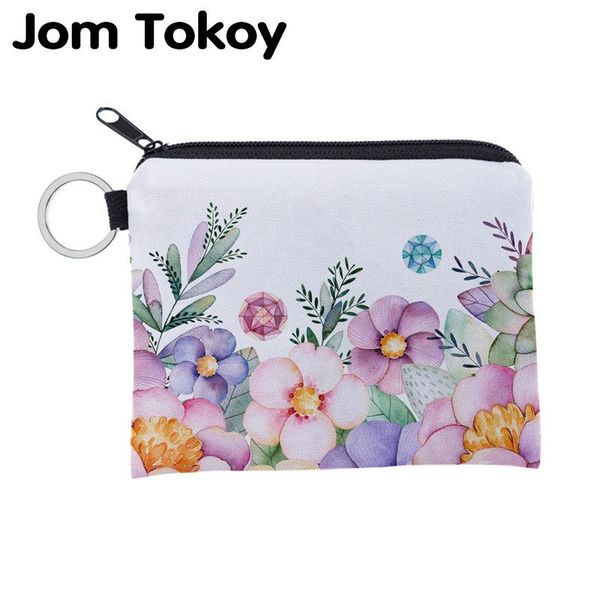 

coin purses jomtokoy flowers printing waterproof purse card key pouch small zipper holder mini square wallet lqb3021, Red;black