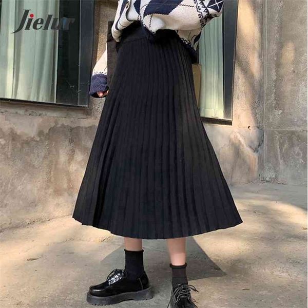 

loose women's skirt chicly high elastic oversize m-3xl waist s autumn winter female knitted black 210426
