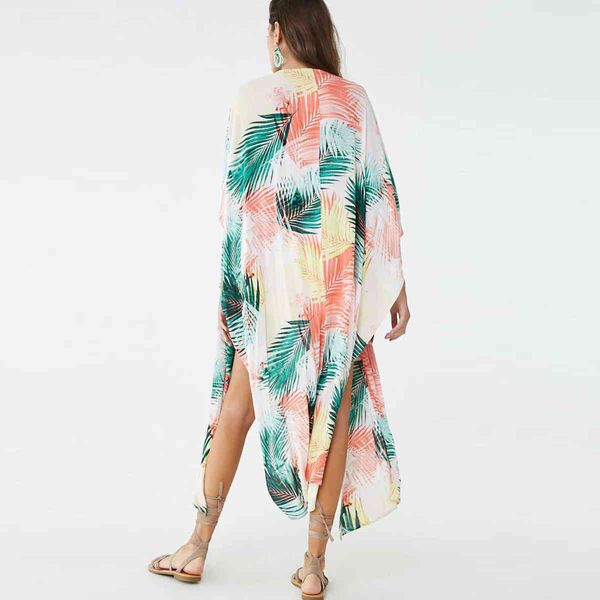 Jastie Damen Herbst Sommer Floral Schal Kimono Strickjacke Tops Böhmischen Strandbedeckung UP Beiläufige lose Bluse Beachwear Jacke Tops 210419