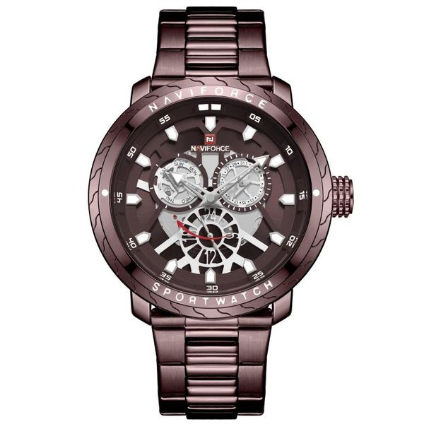 

wristwatches 2021 student sports watch concept steel band calendar men's waterproof quartz fashion business, Slivery;brown