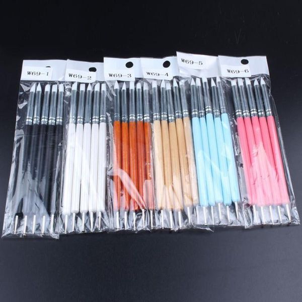 

nail art kits 5pcs/set double-headed silicone point drill pen creasing soft pottery design decoration painting