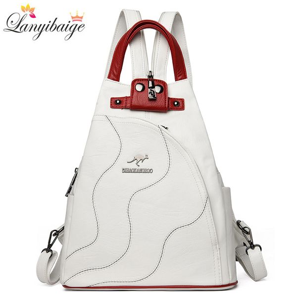 

leather women backpack large capacity school bags for teenage girls anti-theft travel backpack shoulder bag mochila