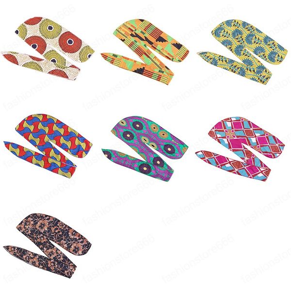 

african pattern men silky durags long tail scarf breathable bandanas head wrap turban women long tail pirate hat chemo du rags, Blue;gray