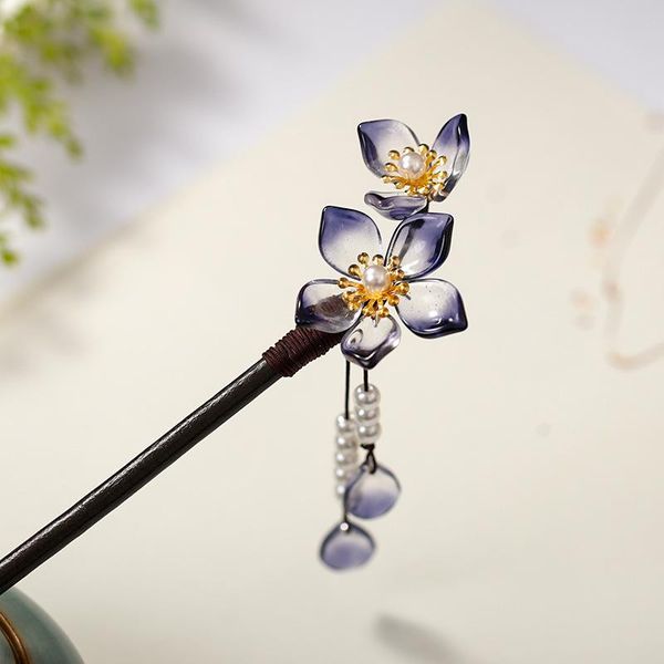 

hair clips & barrettes ancient costume headwear handmade hairpins woman han chinese clothing pearl flower wood hairpin accessories helh889, Golden;silver