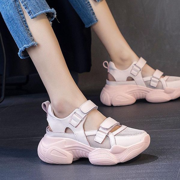

sandals platform summer sneakers women casual sports shoes breathable mesh cloth for outdoor high heels wedges, Black