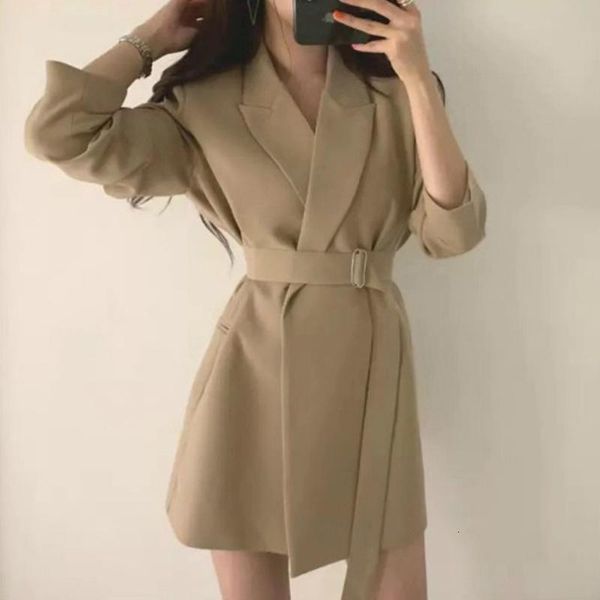 

Women's Suits & Blazers Women with Belt Slim Solid Notched British Style Fashion Ulzzang Temperament Casual Office Lady Classic Outwear, White;black