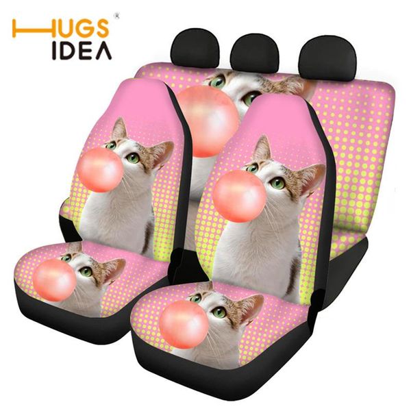 

cute animal cat pattern print front and rear auto seat covers fashion kawaii style automotive interior decor for teen chair