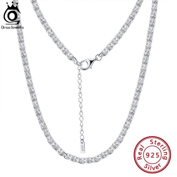 

chains orsa jewels solid 925 sterling silver italian handmade 3.5mm phoenix tail chain necklace for women neck jewelry sc54