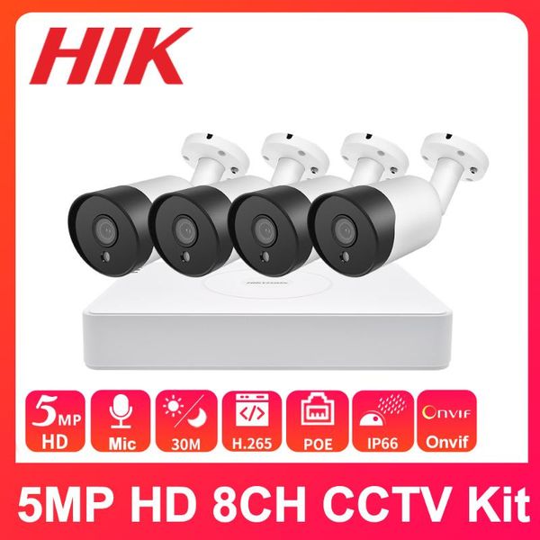 

kit hikvision 8ch poe nvr 5mp cctv security system audio motion detect ip camera video surveillance wireless kits
