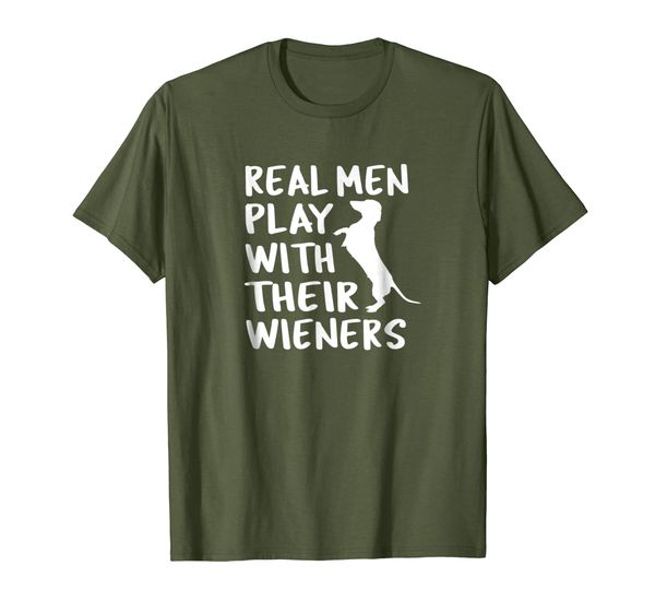 

real men play with their weiners funny dachshund t shirts, White;black