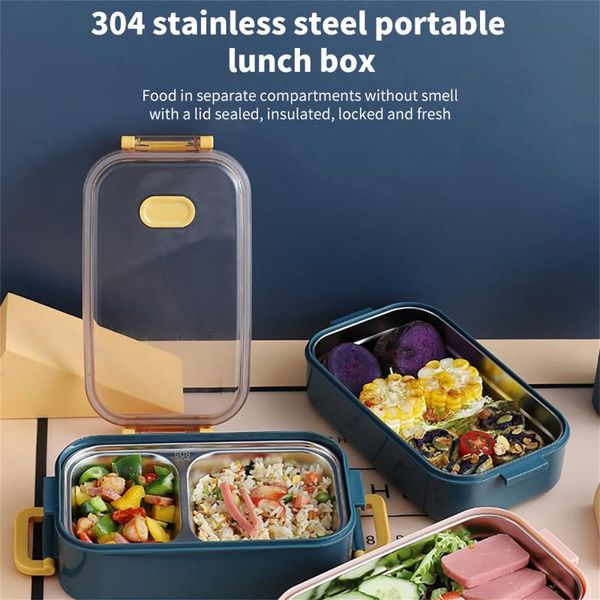 

dinnerware sets lunch box bento for school kids office worker 2layers microwae heating container storage stainless stee