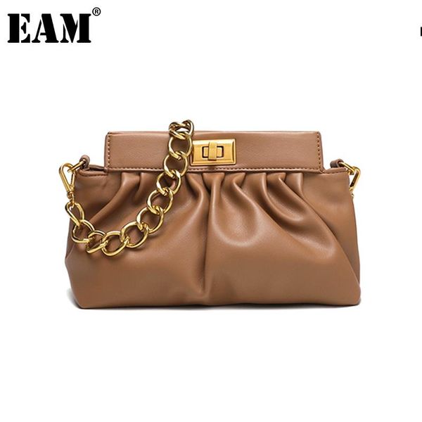 

[eam] women pleated design luxury elegant pu leather personality all-match crossbody shoulder bag fashion tide 2021 18a2671 cross body