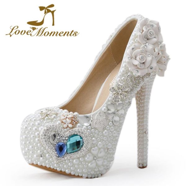 

est arrival fashion handmade ladies pearls high heels white wedding bridal shoes gorgeous crystal bride pumps large size dress, Black