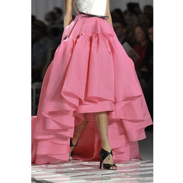

skirts super puffy high low long black and pig pink empire waist chic evening party skirt for women