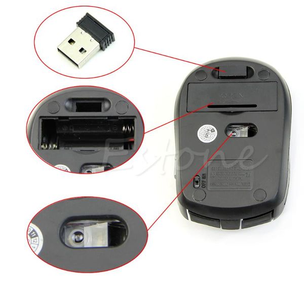 

mice 2.4ghz usb cordless wireless optical mouse receiver for pc lapcomputer h052