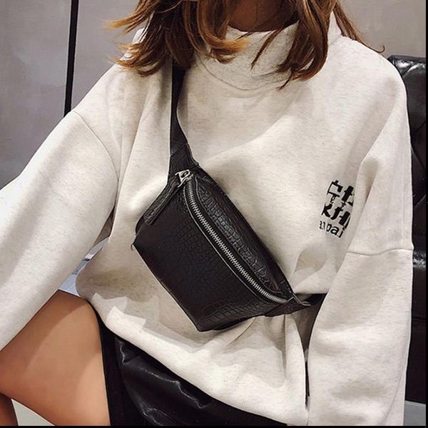 

casual waist alligator leather fanny bags pack phone chest packs wide strap belt female crossbody