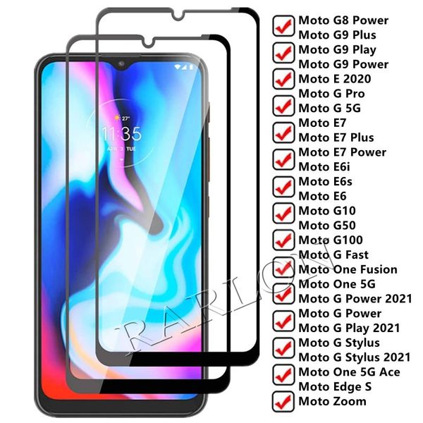 9H gehärtetes Glas Displayschutzfolie für iPhone 12 Pro MAX Moto G9 Play G8 Power E E7 Plus G10 G30 G50 G100 Motorola G Stylus 2021 One 5G Ace Edge S Action LG Stylo 7