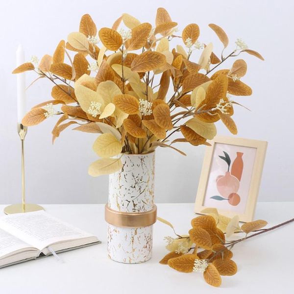 

decorative flowers & wreaths artificial fake plants eucalyptus leaves branch with flower home modern fruit blue decor arrangement wedding pi