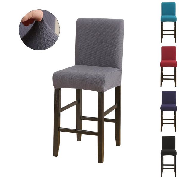 

waterproof armless chair cover weave jacquard dining slipcover spandex stretch bar stool short back counter decor covers