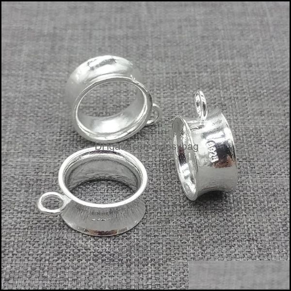 

other loose beads jewelryother 4pcs of 925 sterling sier plain large hole bail charm bead for bracelet spacer drop delivery 2021 lrqob, Slivery;golden