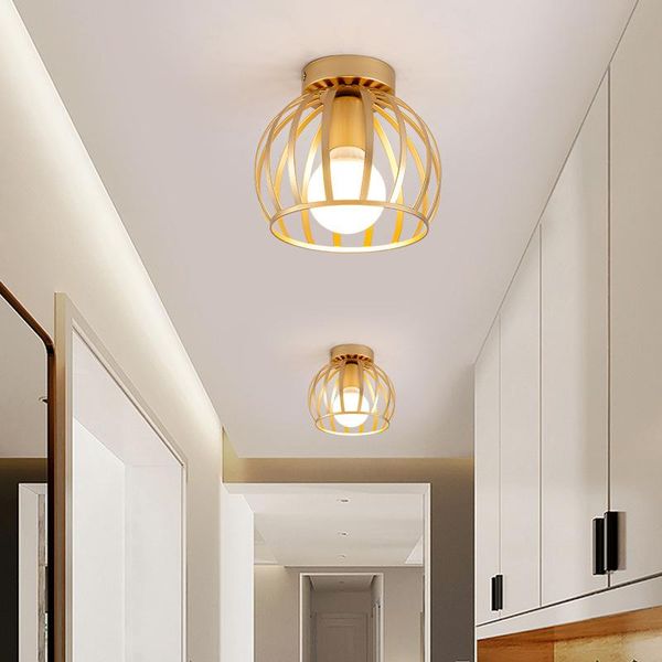 

ceiling lights golden retro lamp for balcony corridor with 7w bulb e27 metal led living room bedroom porch 110-220v