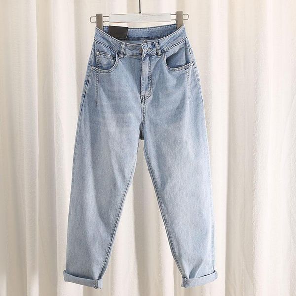

women's jeans vintage boyfriend for women clothes loose straight high waist harem pants denim trousers streetwear baggy mom q4748, Blue