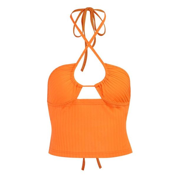 

women's t-shirt 2021 fashion hollow beauty back crossovers neck tank vest tube korean style, White