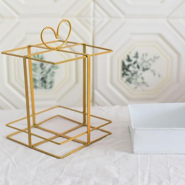 

other home decor metallic flower basket heart gold-plated geometry hand-held cake shelf t