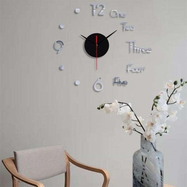 

wall clocks clock sticker mirror cool modern design 3 color acrylic tv background home decor diy stickers