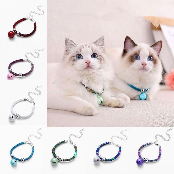 

cat collars & leads japanese style pet colorful metal chain puppy collar hand-woven bells for safety adjustable belt