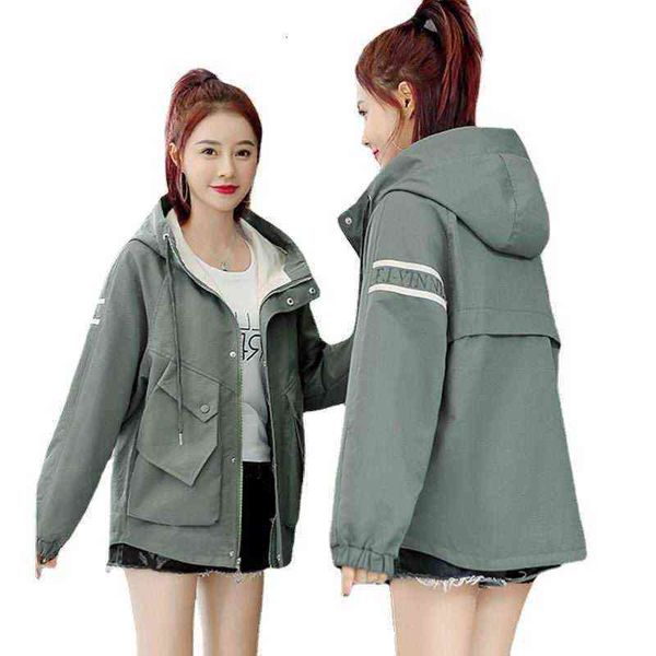 

windbreaker female small man spring and autumn korean version loose student short british style versatile casual overalls, Black