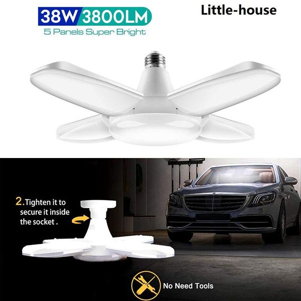 

bulbs led garage lights e27 38w lamp ceiling fan light 220v foldable blade angle adjustable for home lighting