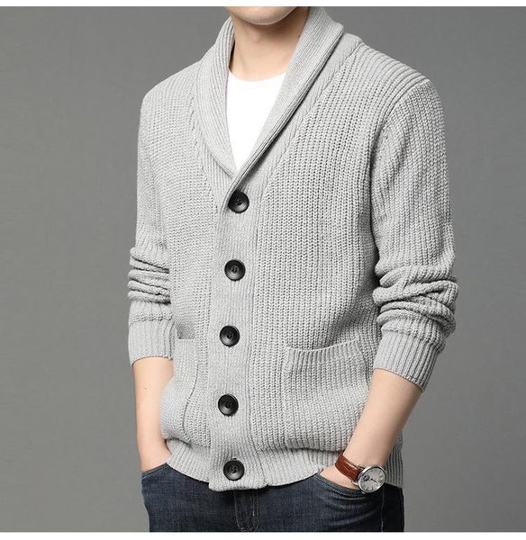 

men's sweaters imcute casual slim knitted sweater solid color v-neck long sleeve single-breasted cardigan knitwear spring autumn top, White;black