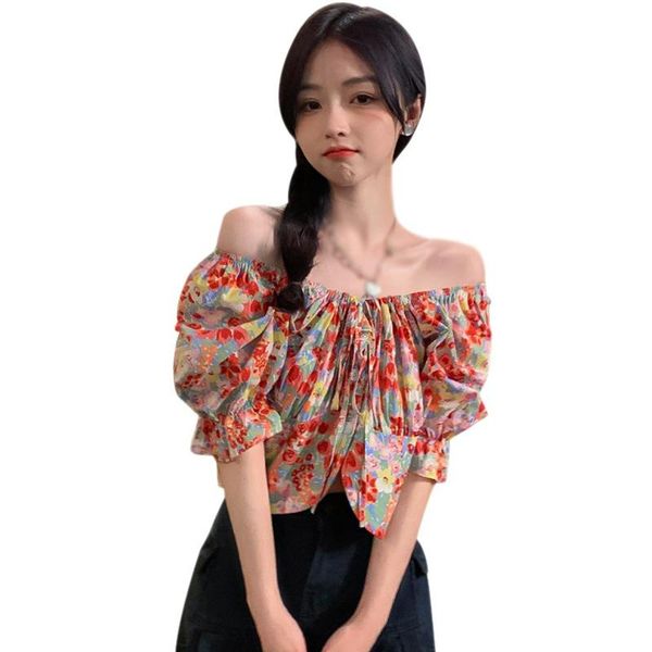 

women's blouses & shirts summer sweet floral chiffon small shirt ruffled short design sense, White