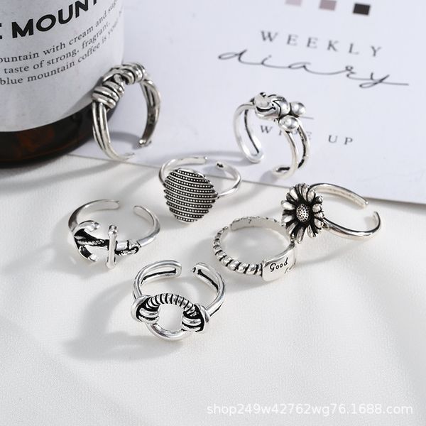 

ring open personality fashion simple female letter index finger, Silver