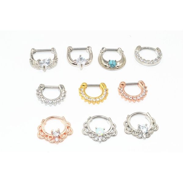 

50pcs body jewelry - cz shining ear helix bar 16g piercing nose septum ring opalite mix styles, Silver