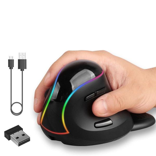 

mice 2.4g vertical wireless mouse rgb rechargeable ergonomic 7 buttons backlit mause type-c with usb receiver office for mac