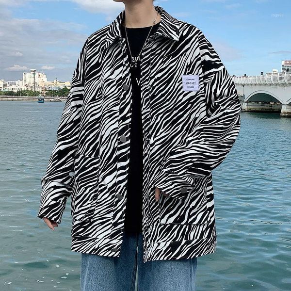 

men's jackets 2021 spring and autumn loose casual striped outer jacket s-xl fashion campus youth clothing men, Black;brown