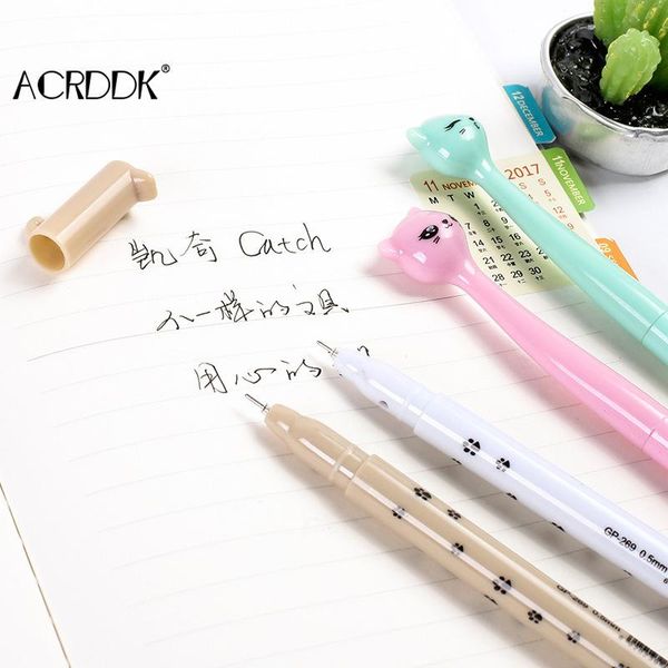 

gel pens cat figure pen 0.5mm full needle black ink 17.5cm stationery for school office supplies df