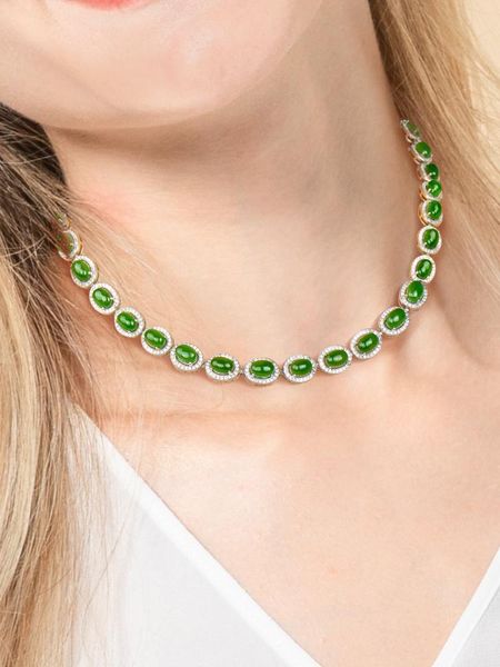 

chains natural hetian jade necklace 925 sterling silver ladies jewelry