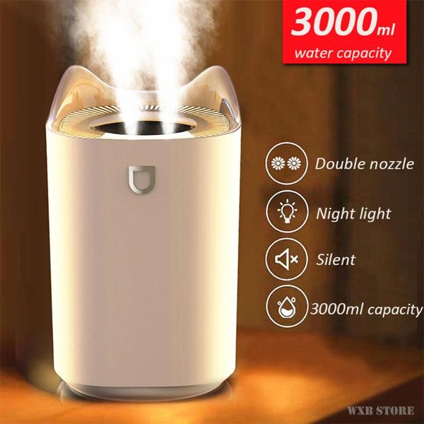 

home air humidifier double nozzle cool mist aroma diffuser with coloful led light heavy fog ultrasonic usb humidificador humidifiers