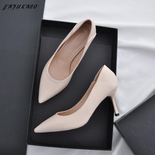 

dress shoes matte black career work soft leather comfort office beige 7 cm thin heels party lady pumps small size 31 32 33
